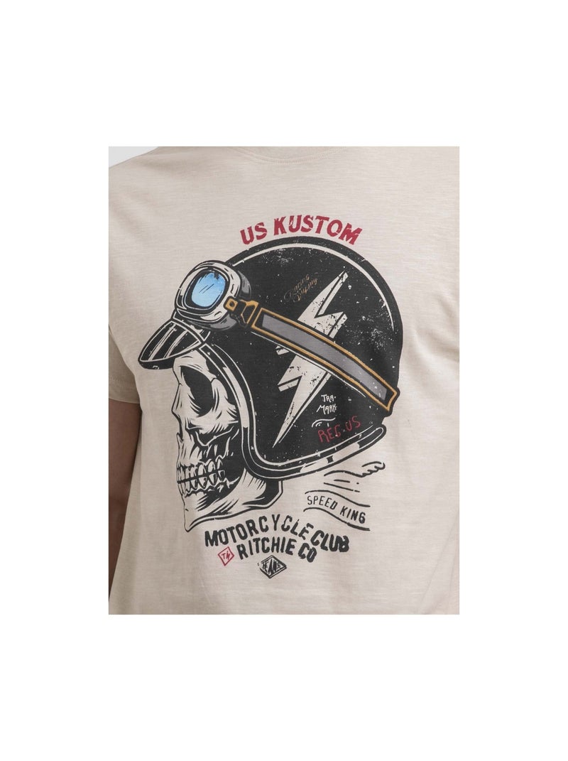 Camiseta de cuello redondo de puro algodón NAPAMOX Beige - Kiabi