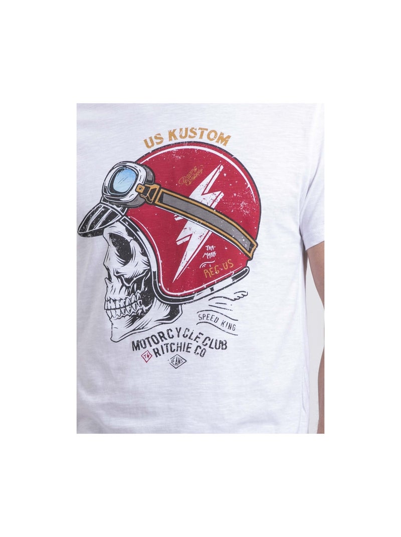 Camiseta de cuello redondo de puro algodón NAPAMOX Blanco - Kiabi