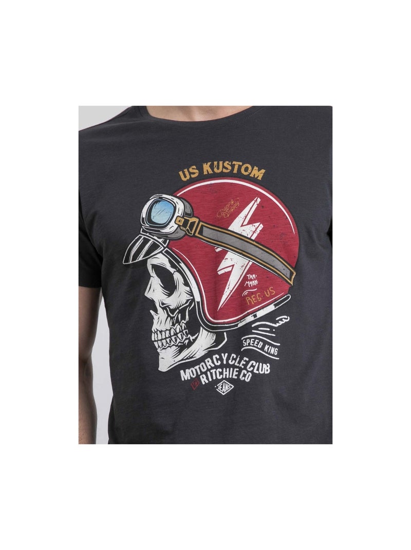 Camiseta de cuello redondo de puro algodón NAPAMOX Gris antracita - Kiabi