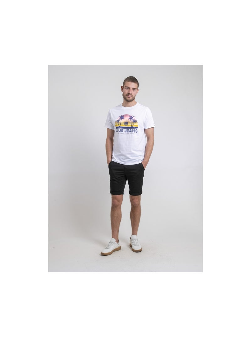 Camiseta de cuello redondo de puro algodón NAPOUR Blanco - Kiabi