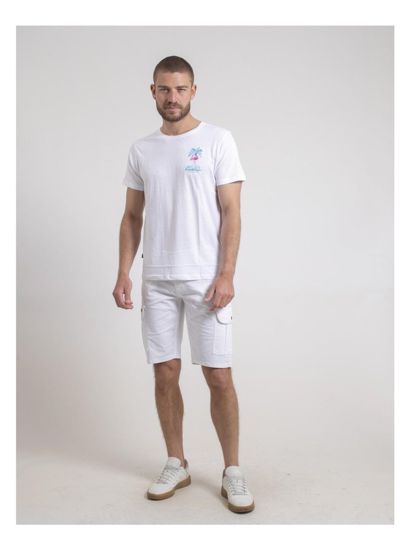 Camiseta de cuello redondo de puro algodón NARUBA Blanco - Kiabi