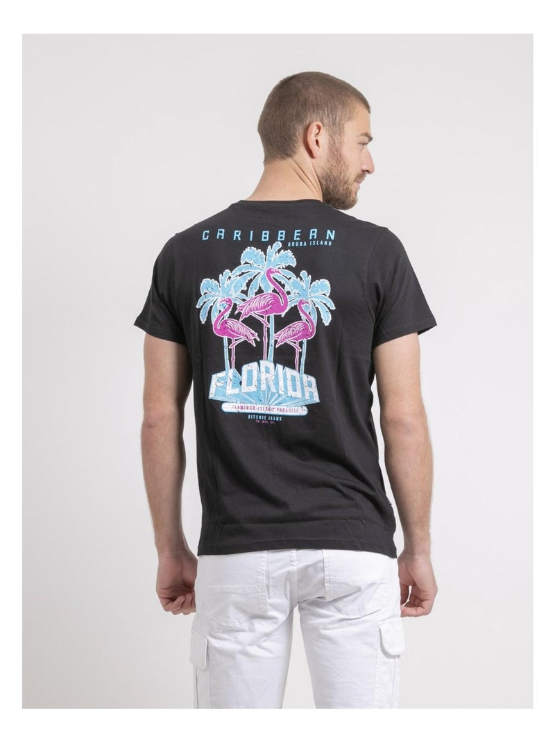 Camiseta de cuello redondo de puro algodón NARUBA Negro - Kiabi