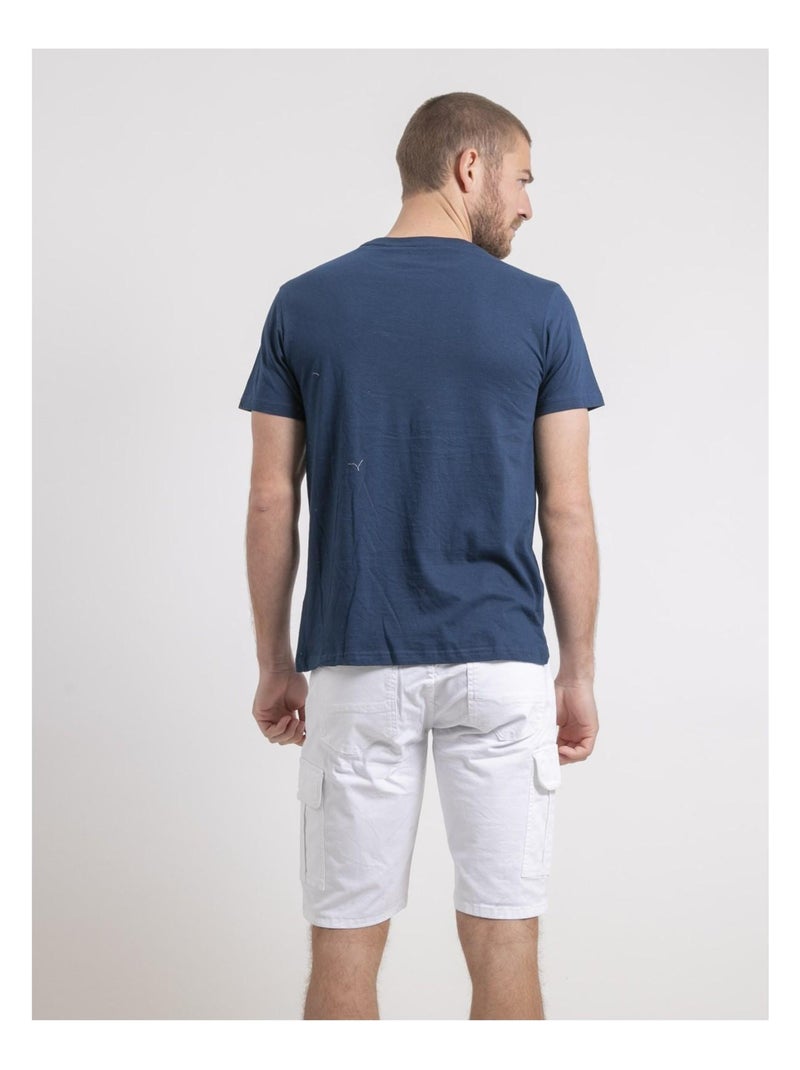 Camiseta de cuello redondo de puro algodón NELIZIO Azul - Kiabi