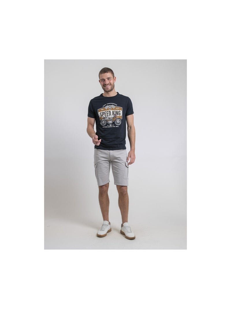 Camiseta de cuello redondo de puro algodón NELORIC Azul marino - Kiabi