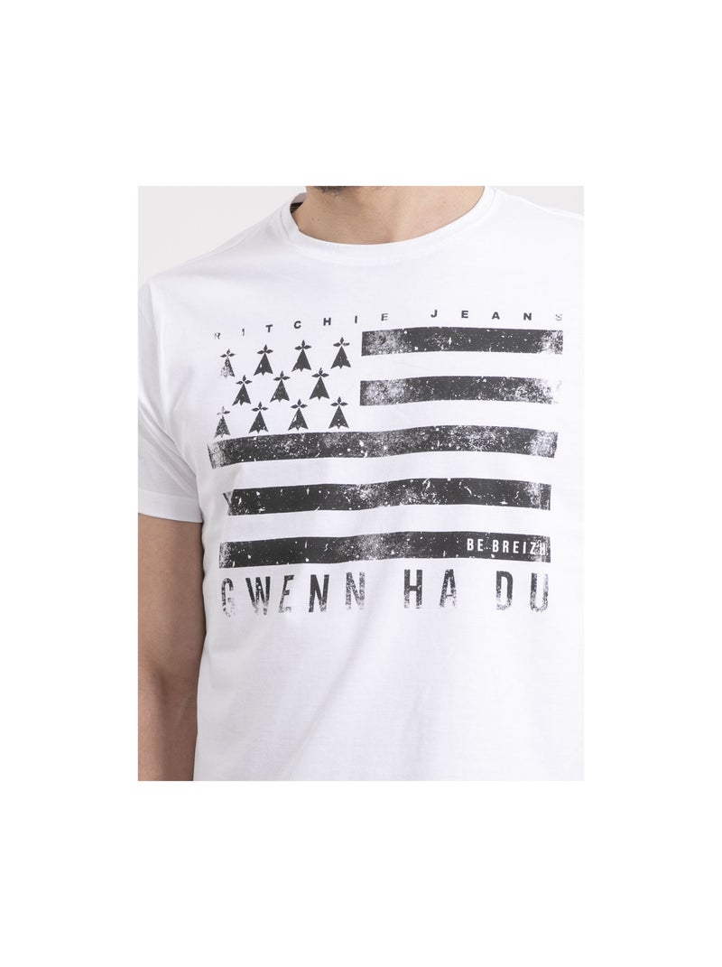 Camiseta de cuello redondo de puro algodón NEVENOU Blanco - Kiabi
