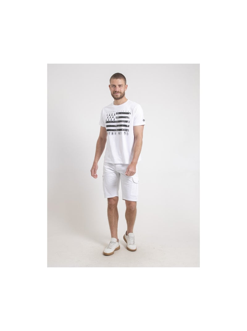 Camiseta de cuello redondo de puro algodón NEVENOU Blanco - Kiabi