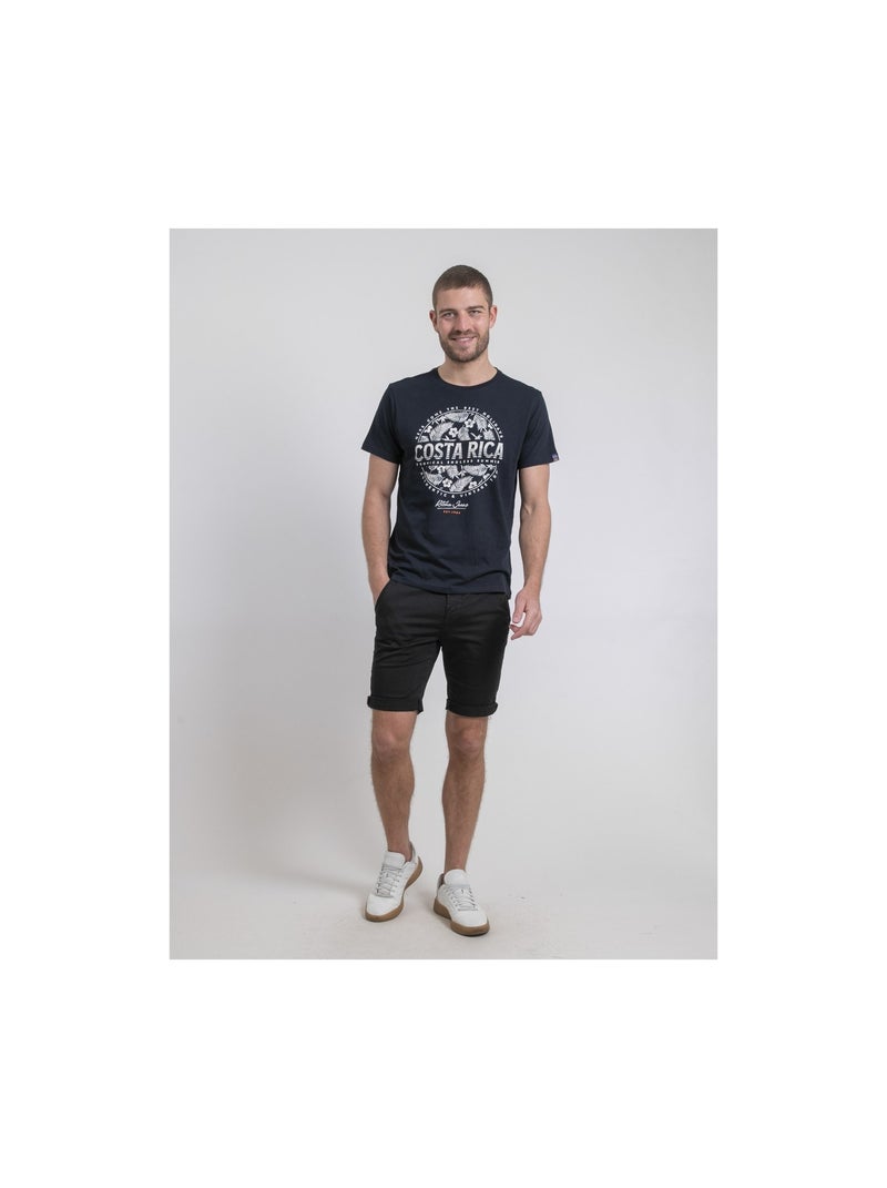 Camiseta de cuello redondo de puro algodón NEVOLTA Azul marino - Kiabi