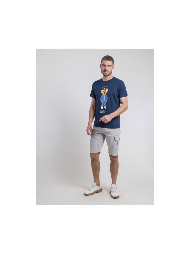 Camiseta de cuello redondo de puro algodón NOBENITO Azul - Kiabi