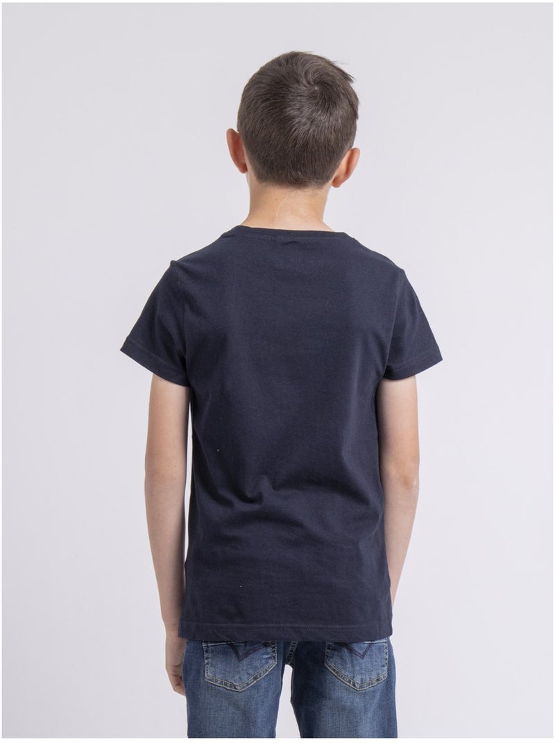 Camiseta de cuello redondo de puro algodón NOCLARK-J Azul marino - Kiabi