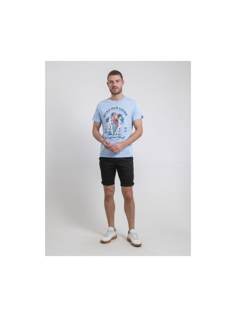 Camiseta de cuello redondo de puro algodón NOUKIWI Azul cielo - Kiabi