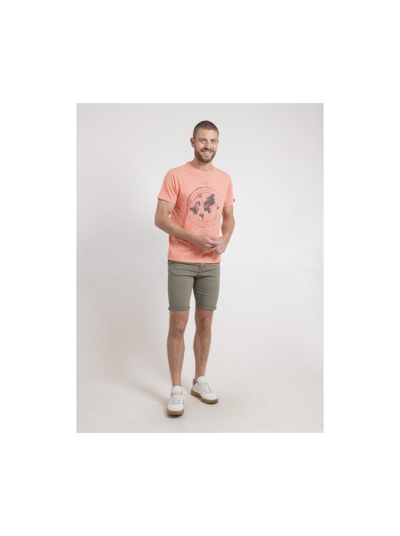 Camiseta de cuello redondo de puro algodón NOULAME Naranja coral - Kiabi