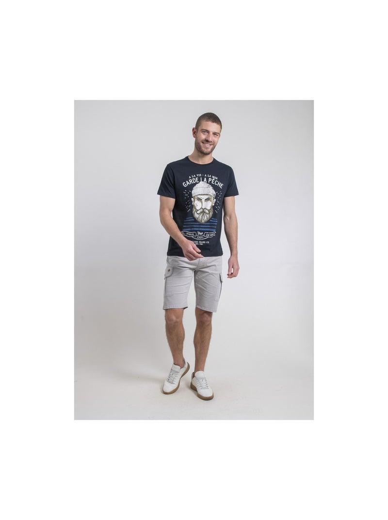 Camiseta de cuello redondo de puro algodón NOULANDY Azul marino - Kiabi