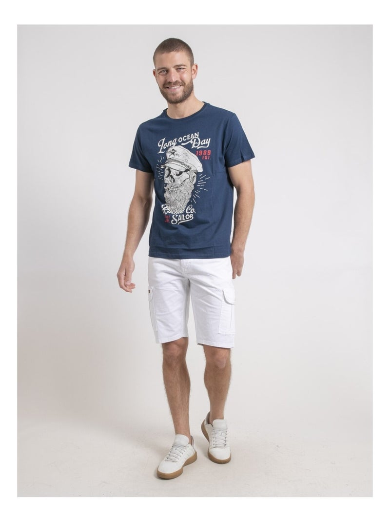 Camiseta de cuello redondo de puro algodón NUBENOIT Azul - Kiabi