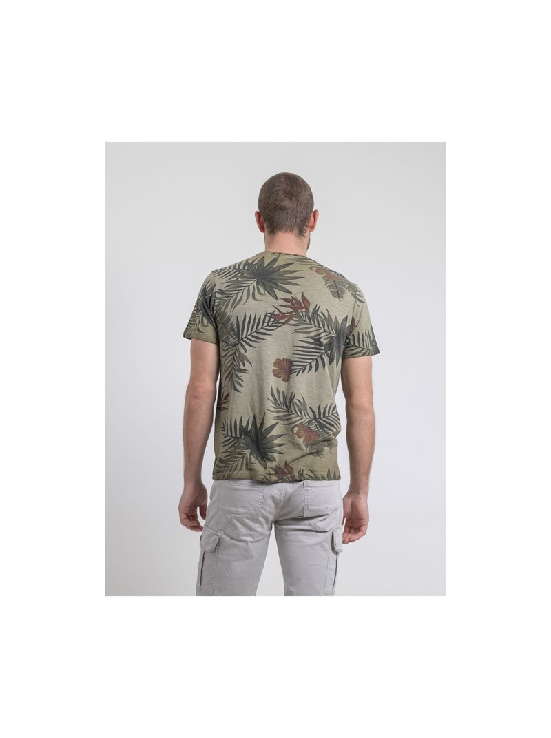 Camiseta de cuello redondo de puro algodón NULOGAN Caqui - Kiabi