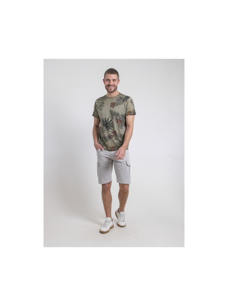 Camiseta de cuello redondo de puro algodón NULOGAN Caqui - Kiabi