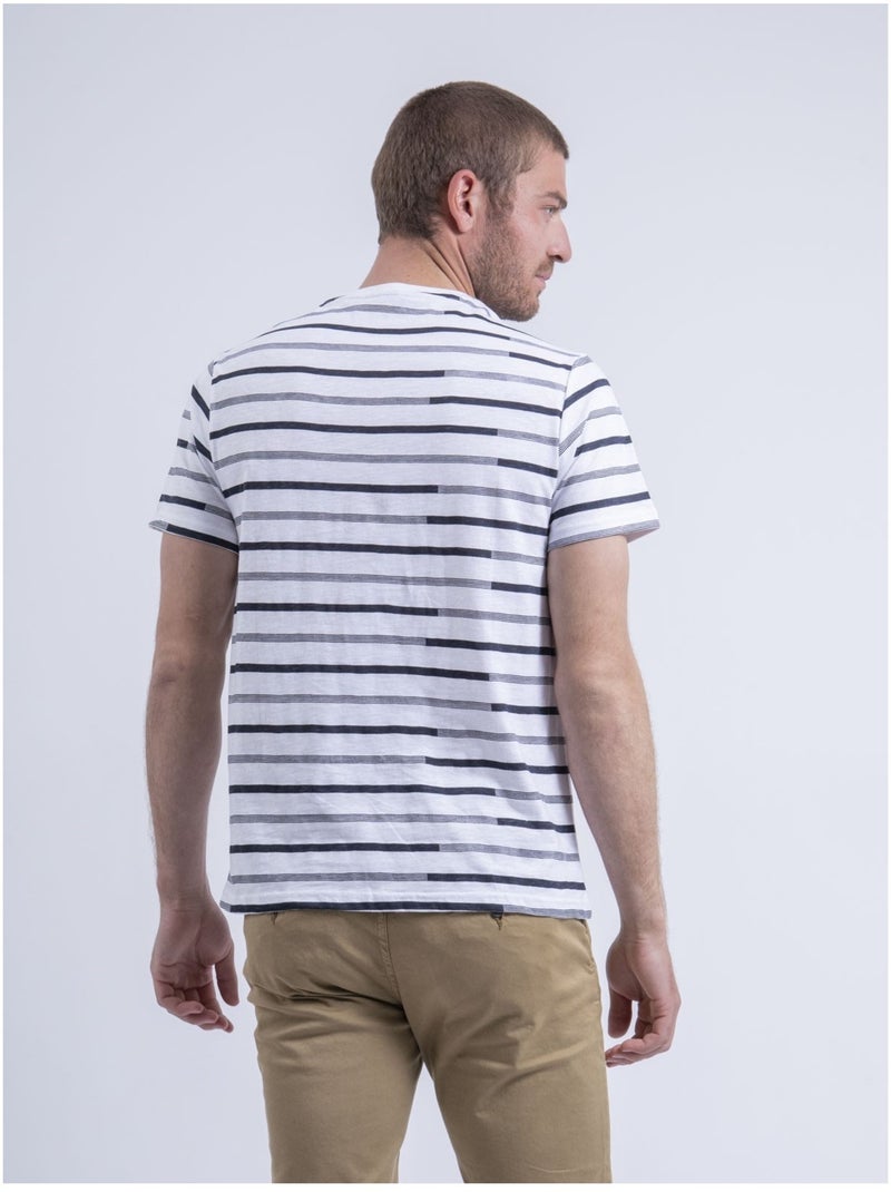 Camiseta de cuello redondo de rayas NIRABEL Blanco - Kiabi