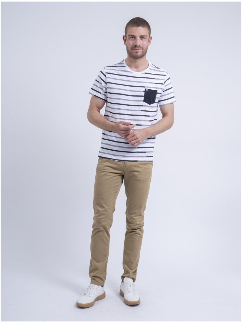 Camiseta de cuello redondo de rayas NIRABEL Blanco - Kiabi