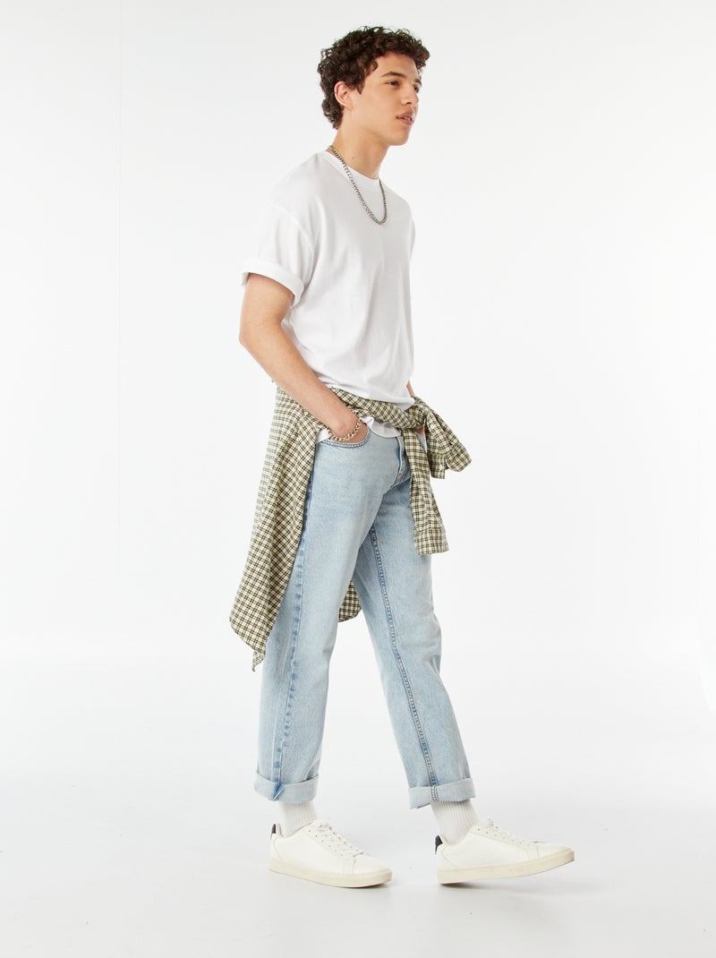 Camiseta de cuello redondo en algodón blanco - Kiabi