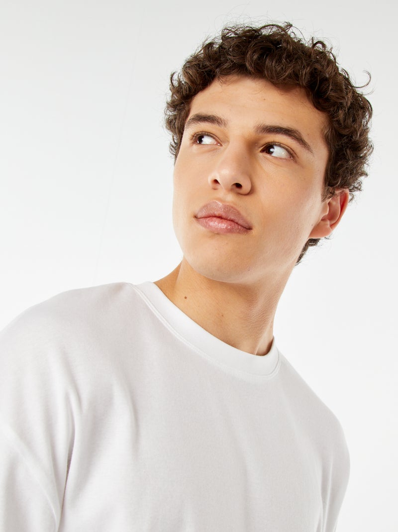 Camiseta de cuello redondo en algodón blanco - Kiabi