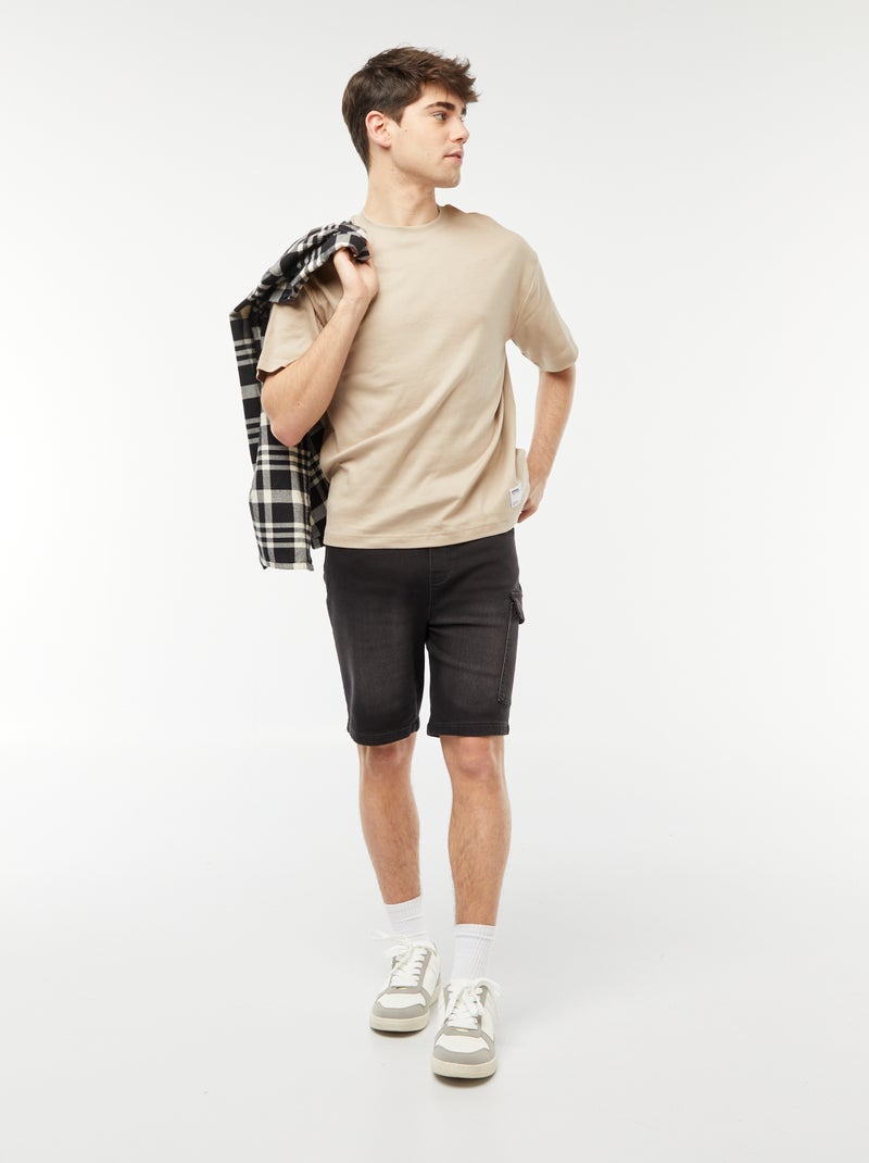 Camiseta de cuello redondo en algodón MARRON - Kiabi