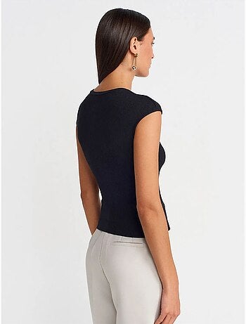 Camiseta de cuello redondo en punto jersey de algodón entallada dilvin