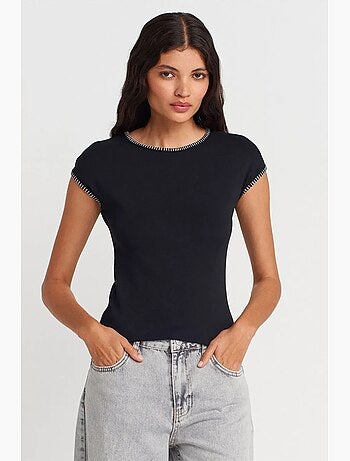 Camiseta de cuello redondo en punto jersey de algodón slim fit dilvin