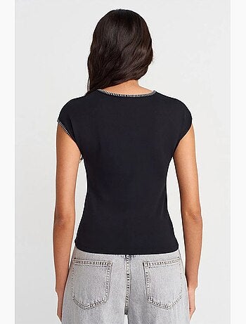Camiseta de cuello redondo en punto jersey de algodón slim fit dilvin