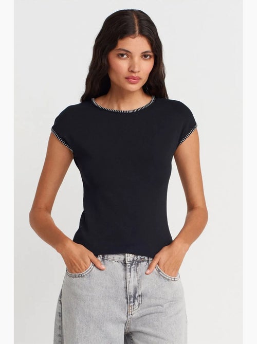Camiseta de cuello redondo en punto jersey de algodón slim fit dilvin - Kiabi