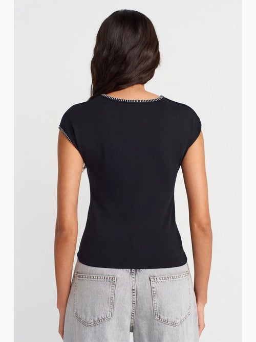 Camiseta de cuello redondo en punto jersey de algodón slim fit dilvin - Kiabi