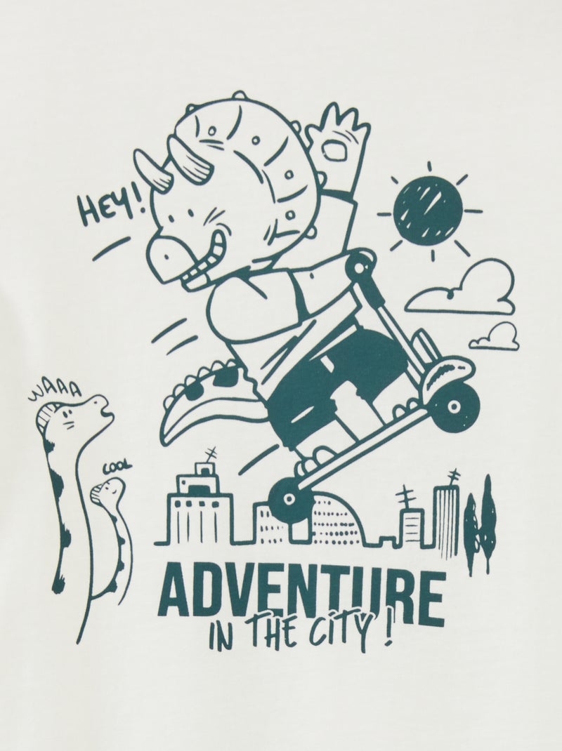 Camiseta de cuello redondo estampada BLANCO - Kiabi