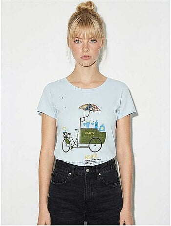 Camiseta de cuello redondo estampada con bordado lucci