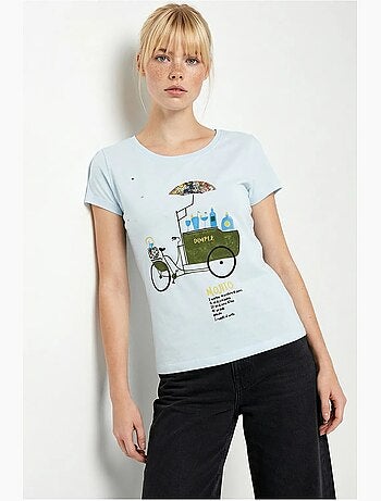 Camiseta de cuello redondo estampada con bordado lucci