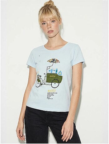 Camiseta de cuello redondo estampada con bordado lucci