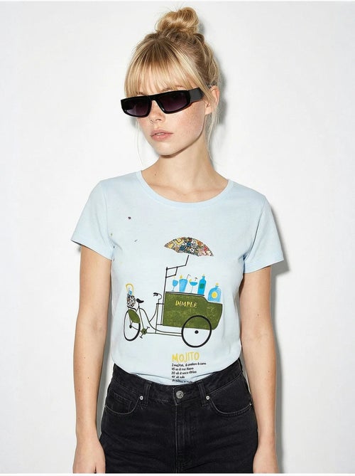 Camiseta de cuello redondo estampada con bordado lucci - Kiabi