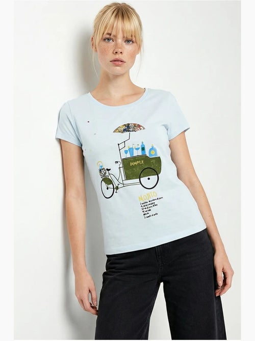Camiseta de cuello redondo estampada con bordado lucci - Kiabi