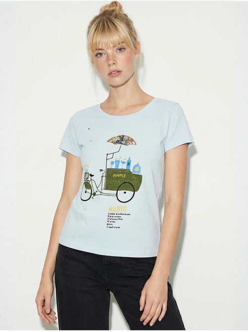Camiseta de cuello redondo estampada con bordado lucci - Kiabi