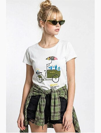 Camiseta de cuello redondo estampada con bordado lucci