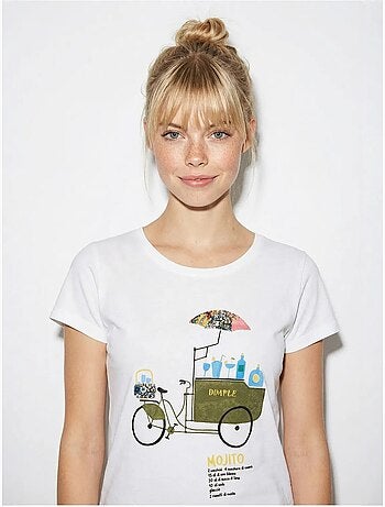 Camiseta de cuello redondo estampada con bordado lucci