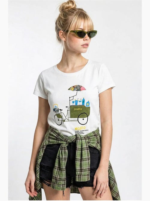 Camiseta de cuello redondo estampada con bordado lucci - Kiabi