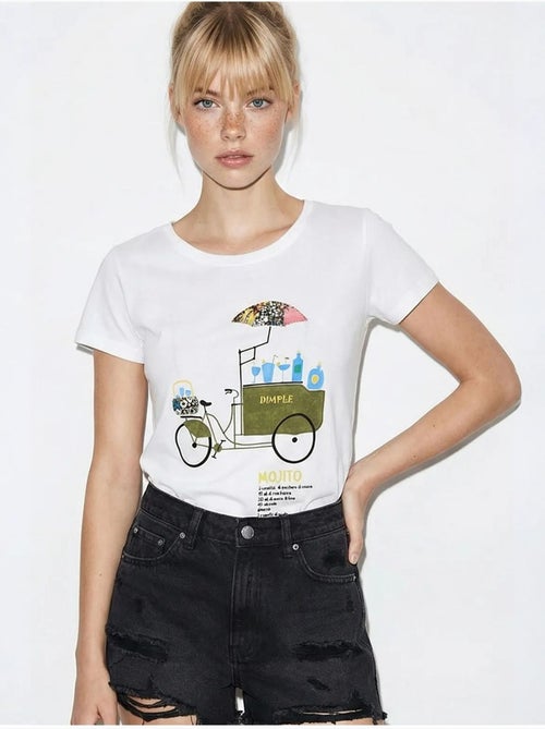 Camiseta de cuello redondo estampada con bordado lucci - Kiabi