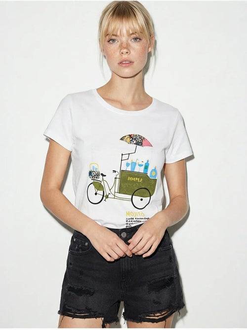 Camiseta de cuello redondo estampada con bordado lucci - Kiabi