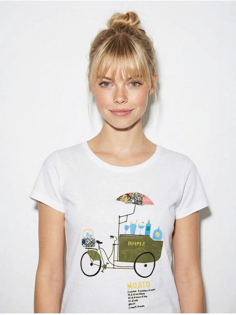 Camiseta de cuello redondo estampada con bordado lucci Blanco - Kiabi