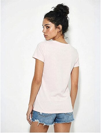 Camiseta de cuello redondo estampada con bordado lucci