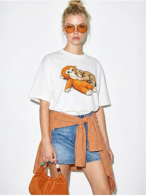 Camiseta de cuello redondo estampada con detalle de accesorio lucci - Kiabi