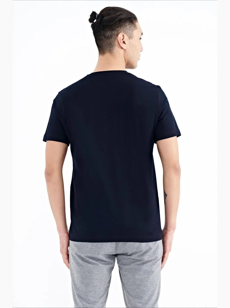 Camiseta de cuello redondo estampada con parche tommy Azul marino - Kiabi