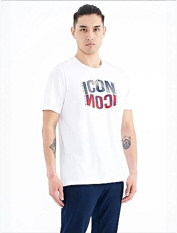 Camiseta de cuello redondo estampada con parche tommy