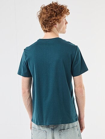 Camiseta de cuello redondo estampada en algodón