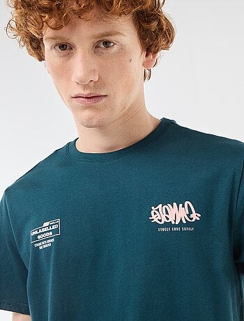 Camiseta de cuello redondo estampada en algodón