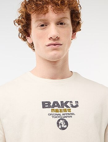 Camiseta de cuello redondo estampada en algodón