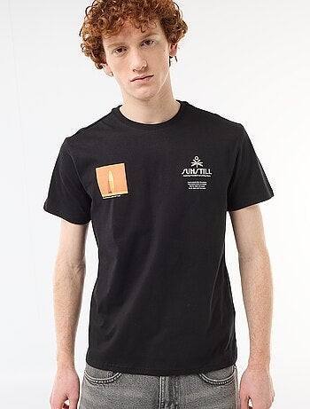 Camiseta de cuello redondo estampada en algodón